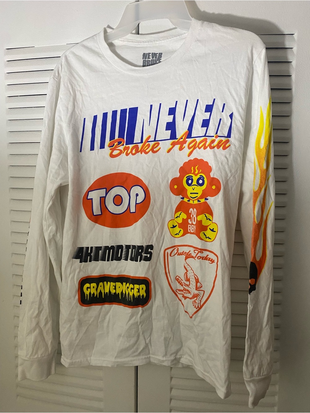 Never Broke Again nba youngboy White Graphic Long Sleeve Shirt